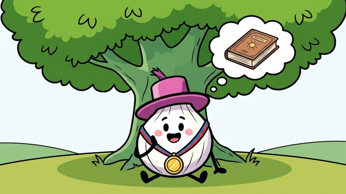 Kaspar sitzt unter einem Baum und denkt an eine neue Idee